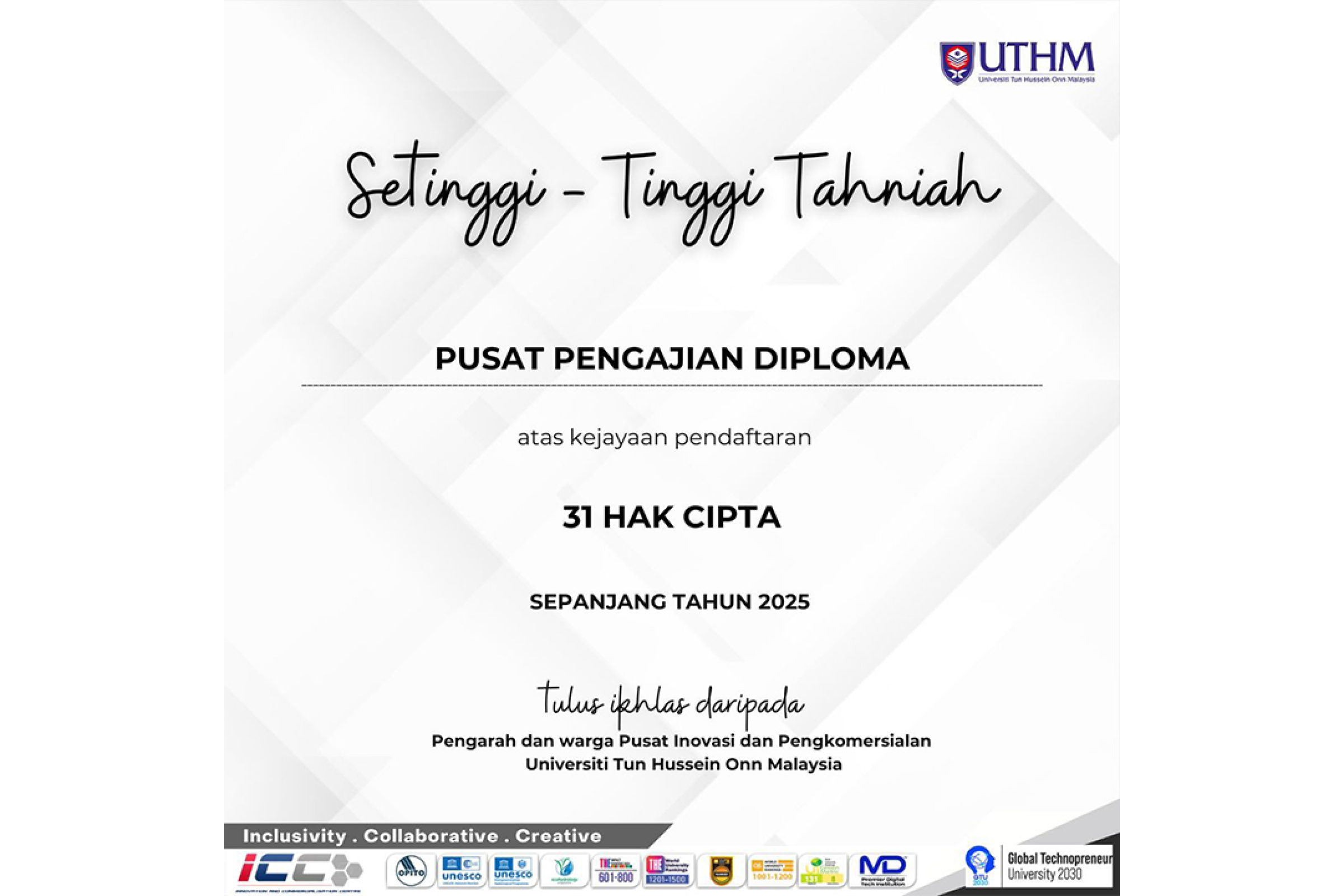 Penyelidik CeDS Mendaftarkan 31 Hak Cipta Sepanjang 2025